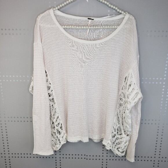 Free People Pink Striped Top with Lace sides panel SZ S - Picture 4 of 8